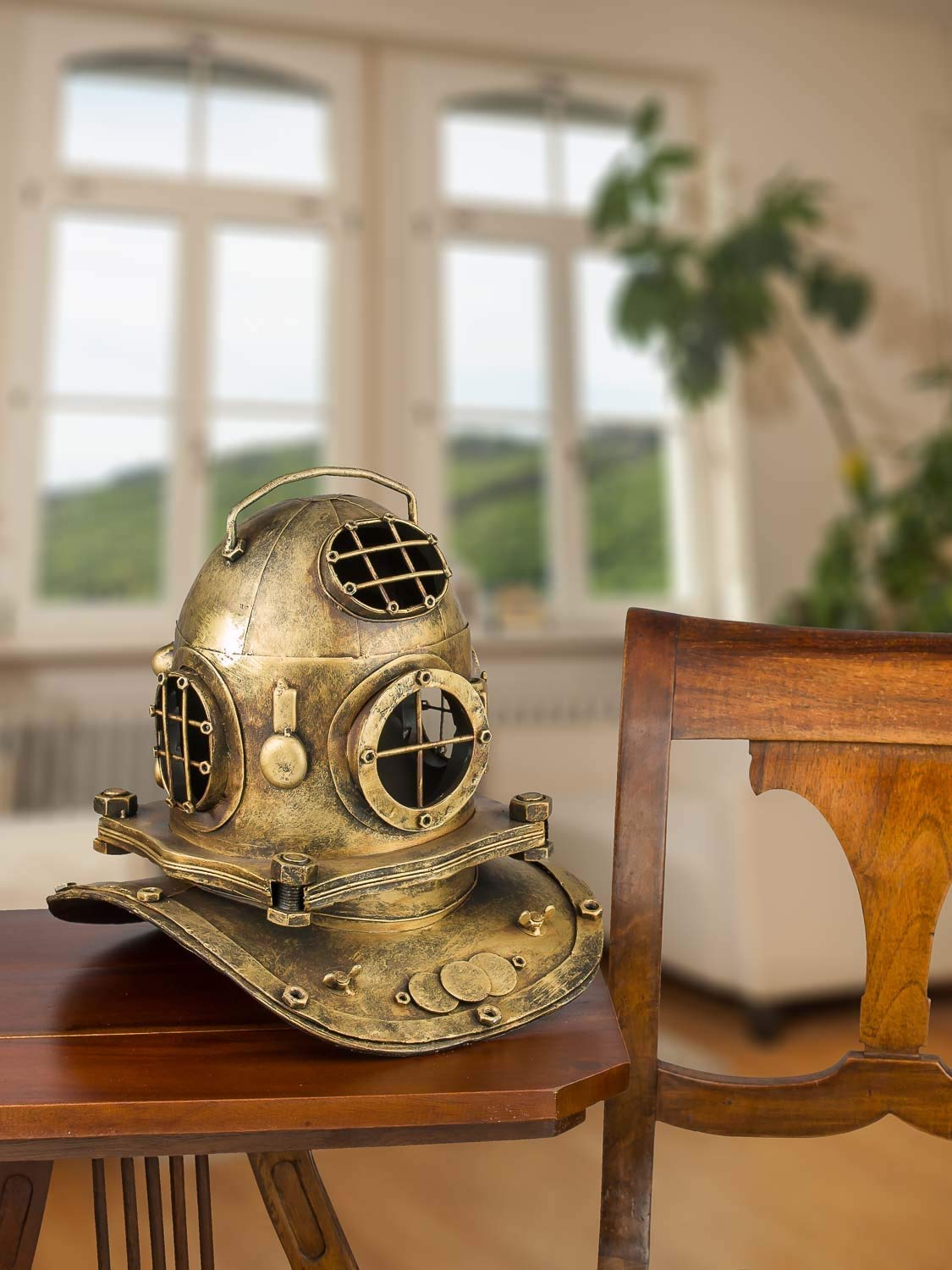 aubaho Casco de Buceo immersione 32cm subacquea Metal decoración Maritim Estilo Antiguo