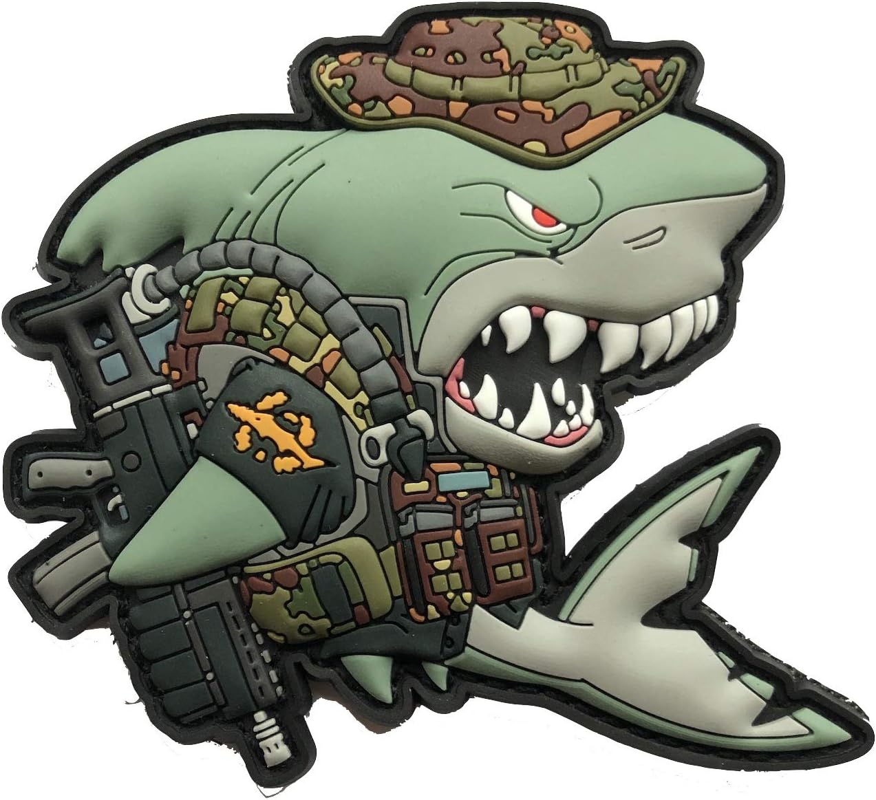 Patchlab Combat Diver SharkProject Shark Rescue Charity PVC Morale Patch 3.3 inch for Shark Lovers, Service Members, Animal Supporters and Ocean Supporters