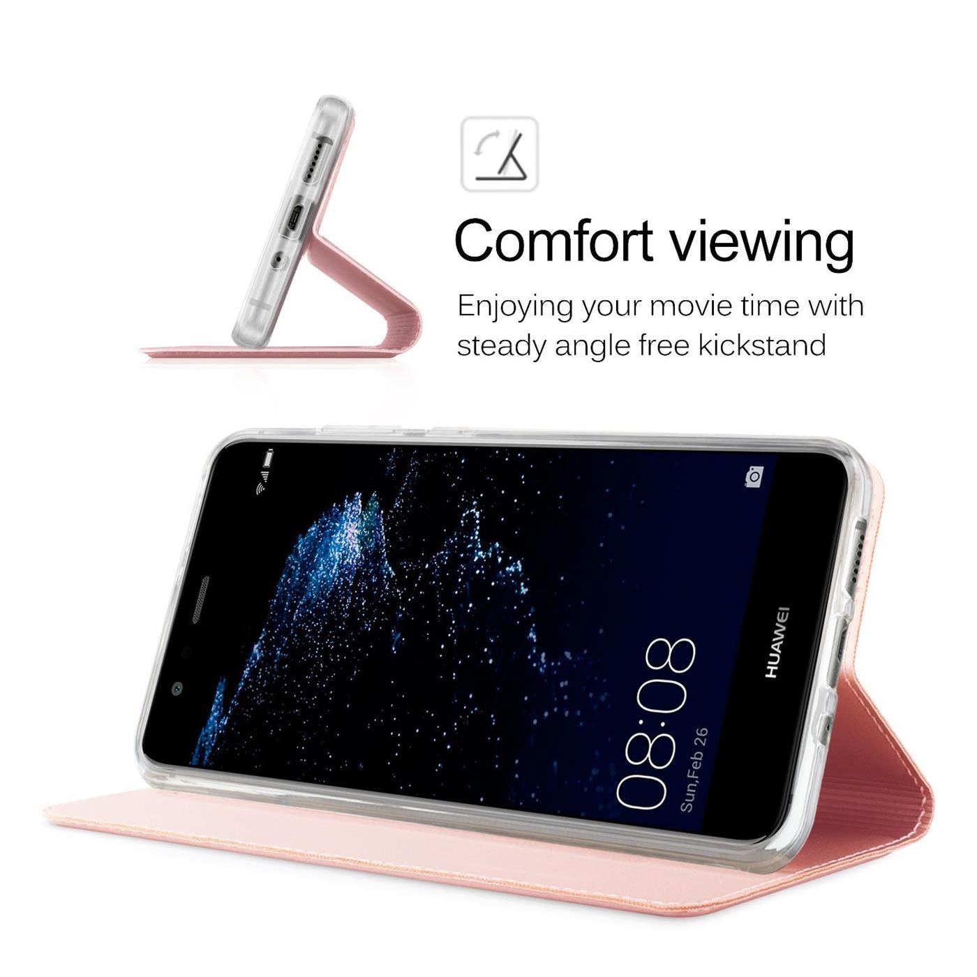 Verco Case compatible with Huawei P9, Flip Wallet Cover with Magnetic Closure for Huawei P9 Phone Case - rose gold - Image 4