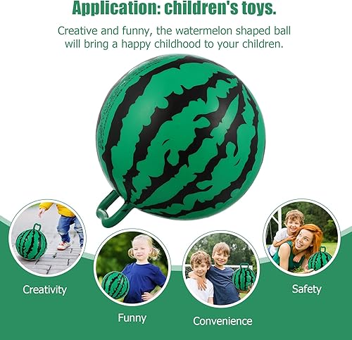 Miniatura 8 de jojofuny - Bola inflable de sandía 3 piezas de bola de PVC de sandía para niños bola de salto animosa con mango para decoración de piscina de fiesta