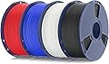 SUNLU 4kg Set of 3D TPU Printer Filaments, 95A High Speed TPU Filament 1.75mm ±0.3mm, Individual Vacuum Packaging, Total 4kg, 1kg per Spool, 4 Pack (Black + White + Red + Blue)