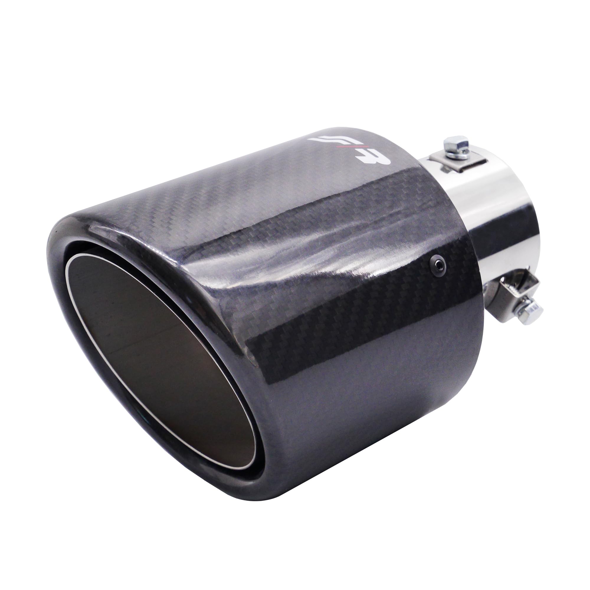 Simoni Racing TRX/121C Uniwersalny zacisk wydechowy, pojedynczy wylot nachylony 114 mm, stal nierdzewna i węgiel