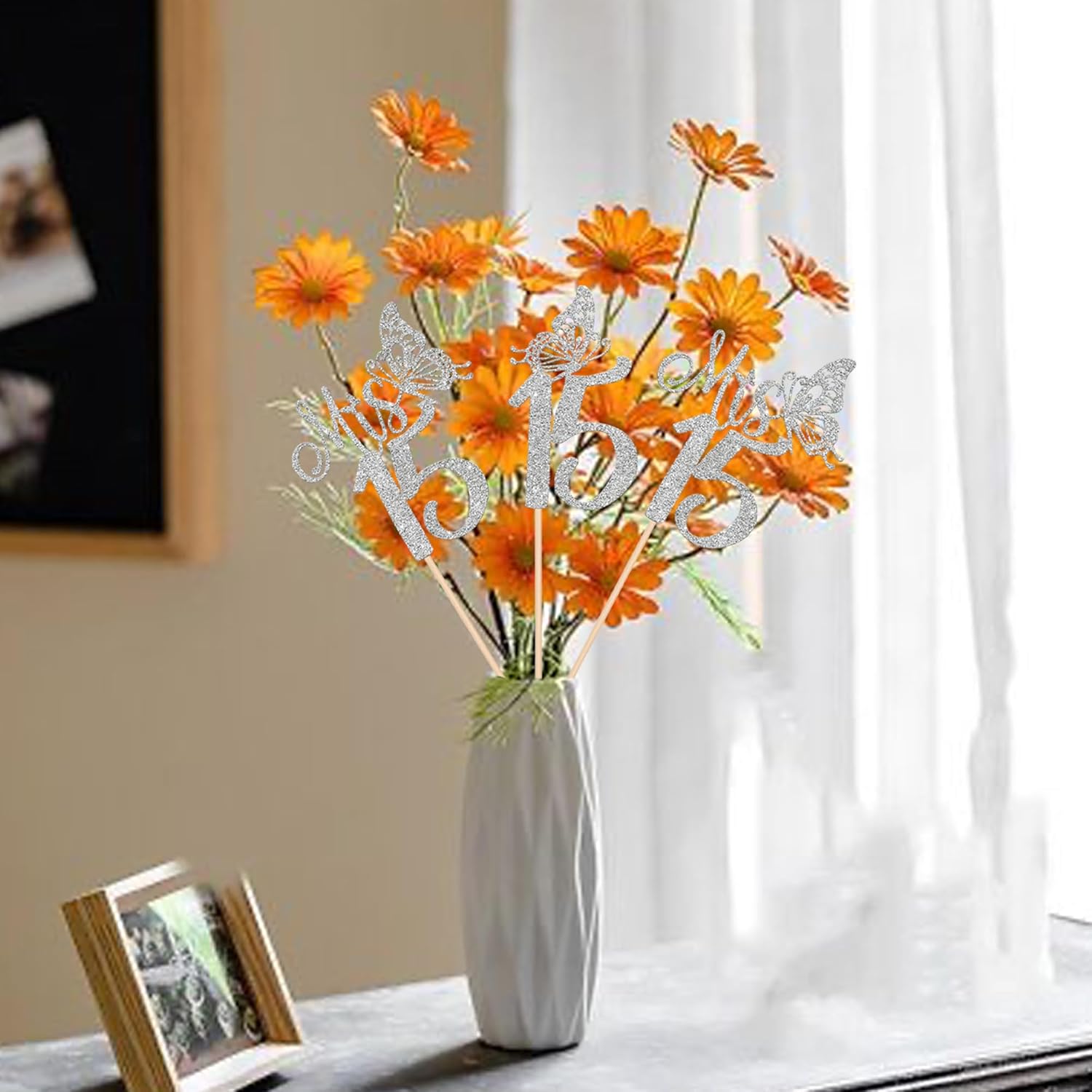 12 Pack Happy 15th Birthday Party Decorations, Mis 15 Centerpiece Sticks for Table, Hello 15 Fabulous Table Toppers, Cheers to 15 Years Old Birthday Anniversary Party Decotations Silver - Image 7