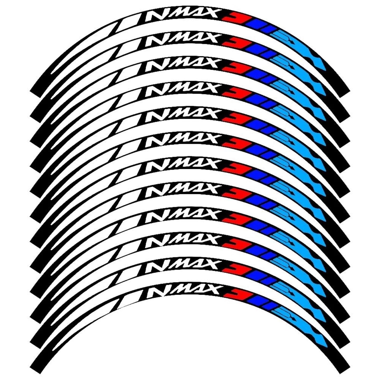 Motorcycle Reflective Rim Edge Stripes Wheel Stickers for Yamaha N MAX NMAX 155 Nmax155 Decorative(Color10)