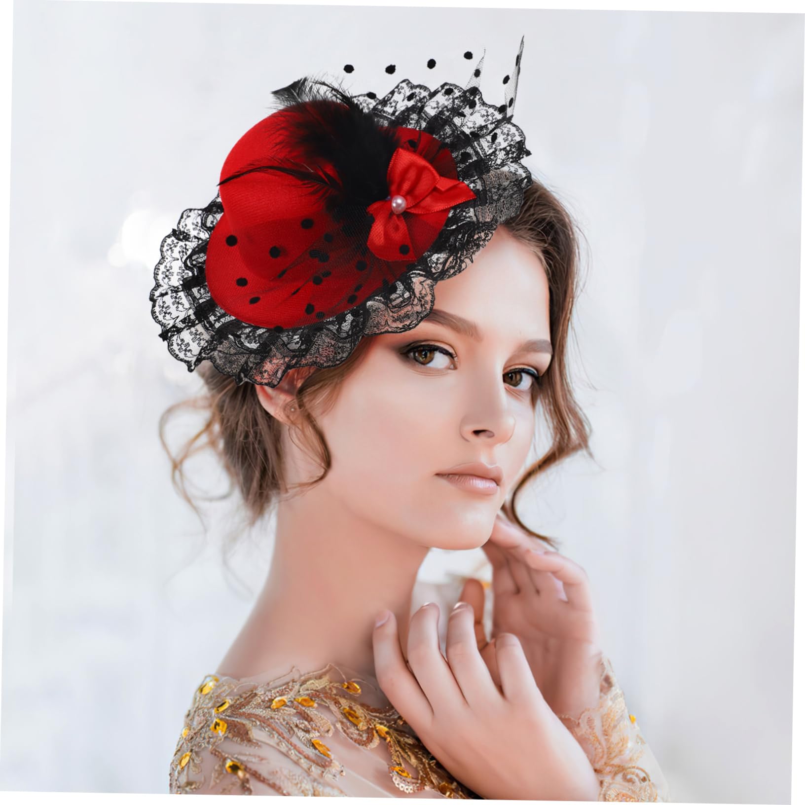 SOIMISS sombrero de copa sombrero vintage sombrero retro sombreros de evento accesorios para el cabello fascinator sombreros de té para tocado de fiesta de té Malla