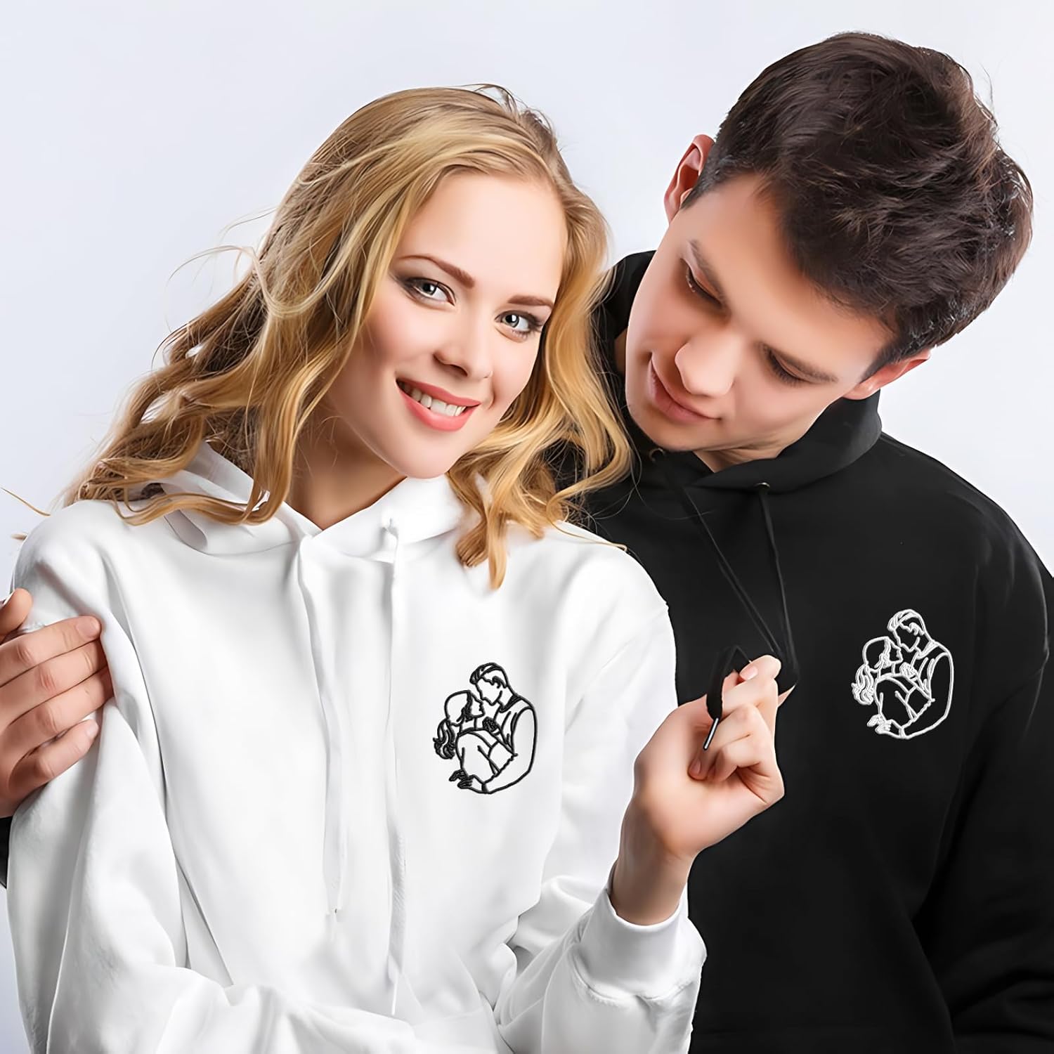 Personalized Valentine's Day Gifts for Him and Her Custom Embroidered Hoodie & Sweatshirt - Image 2