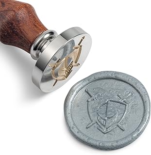 Mceal Wax Seal Stamp,Silver Brass Head with Rosewood Handle, 1.2"(30mm) Dia (Knight Blade and Shield)