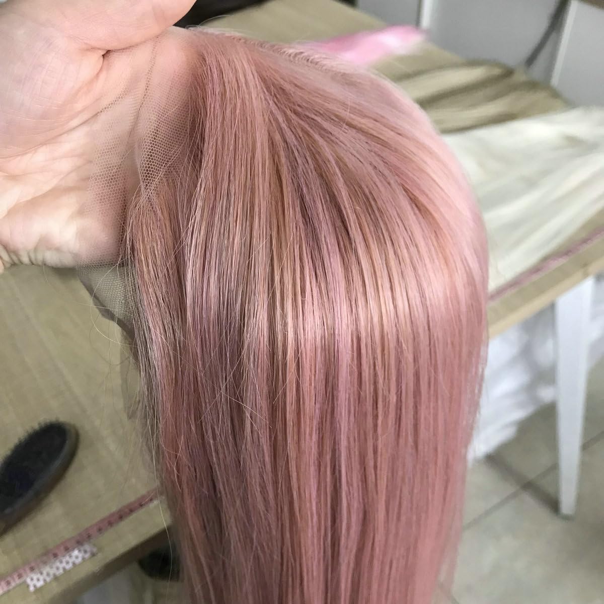 13x3" Pre Plucked Long Straight Colorful Wigs for Women Natural Looking Heat Resistant Fiber Synthetic Lace Front Wigs for Replacement/Party/Cosplay/Costume/Daily Use (Pink 1344) - Image 4