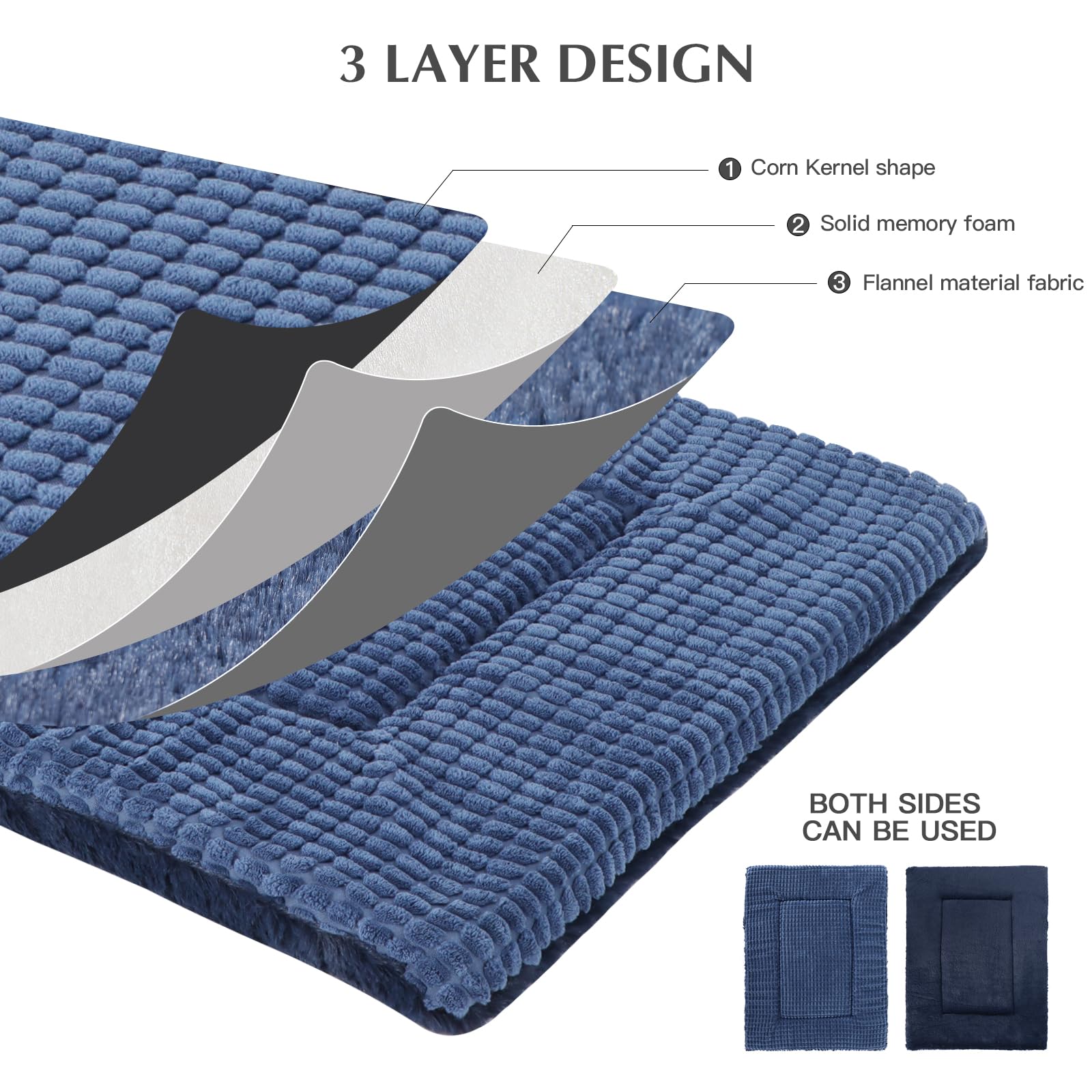 BVAGSS Dog Bed Mat,Reversible Crate Pad, Memory Foam Beds - Image 3