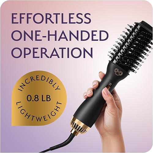 Miniatura 4 de Cepillo secador de pelo profesional de doble voltaje para viajes europeos 110V-120V220V-240V, secador y voluminizador de oro negro, cepillo de aire