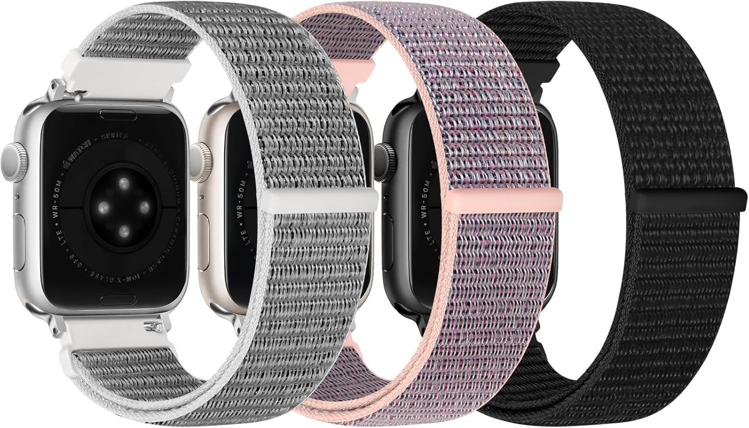 Nylon Sport Bands Compatible with Apple Watch Band 49mm 45mm 46mm 44mm 42mm 41mm 40mm 38mm Women Men, Adjustable Solo Loop Bands for iWatch Series 11 10 9 8 7 6 5 4 3 SE Ultra 2 1, 3 Pack - Image 2