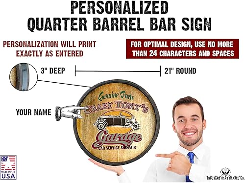 Vista 187 de THOUSAND OAKS BARREL CO. Personaliza el letrero de un cuarto de barril con cócteles de gato negro, barril de vino hecho de madera de roble de alta