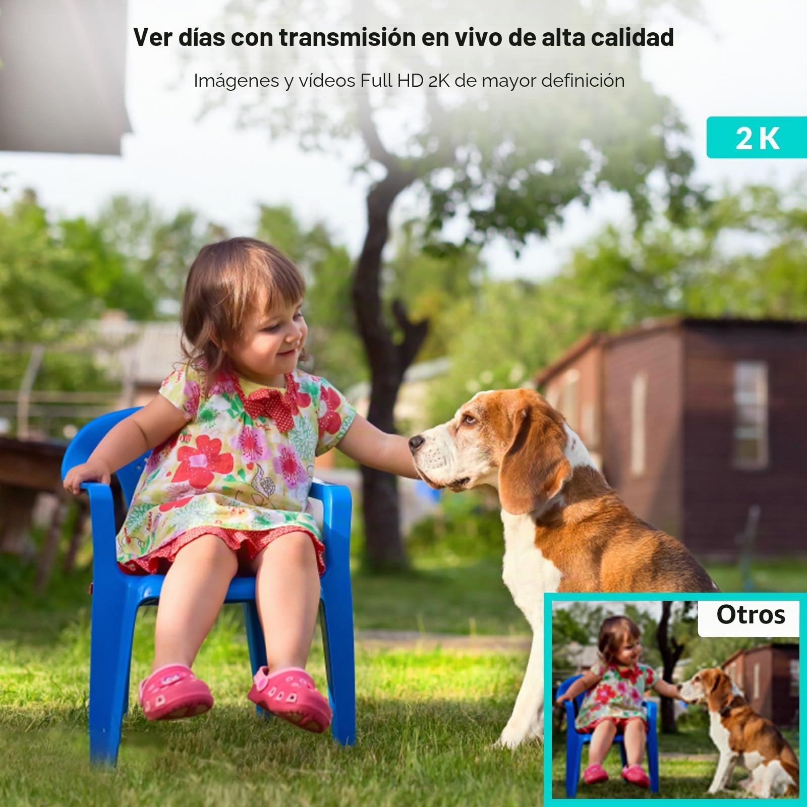 NETVUE Camara Vigilancia WiFi Exterior, Camaras Vigilancia Domicilio WiFi FHD Vista a 360° y Audio Bidireccional, Camara Vigilancia WiFi Interior y Detección de Movimiento
