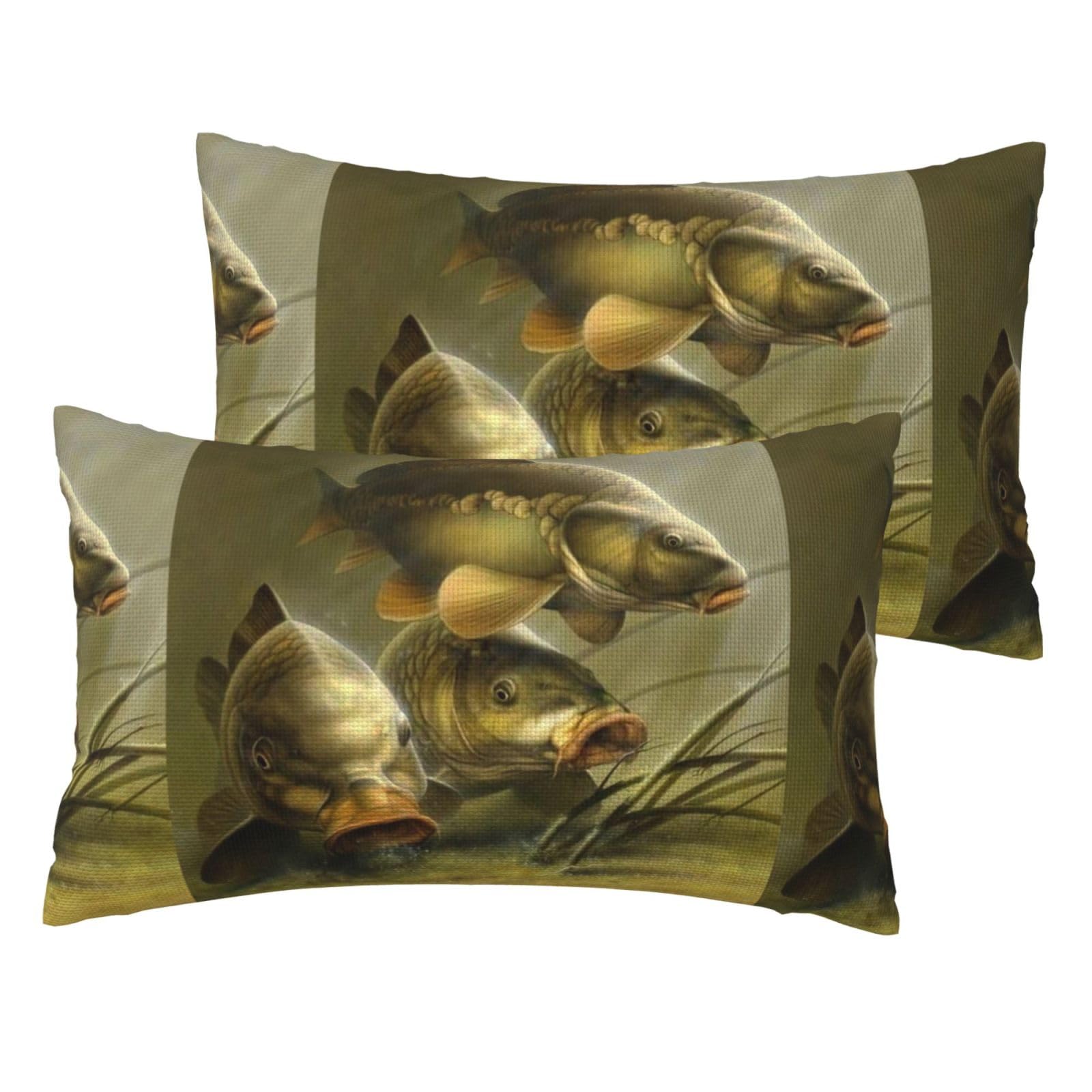 Egomed As Picture Carp Fishing Art,Throw Pillow Cover Decorative Polyester Pillowcase Soft Cushion Covers 30X50 Cm