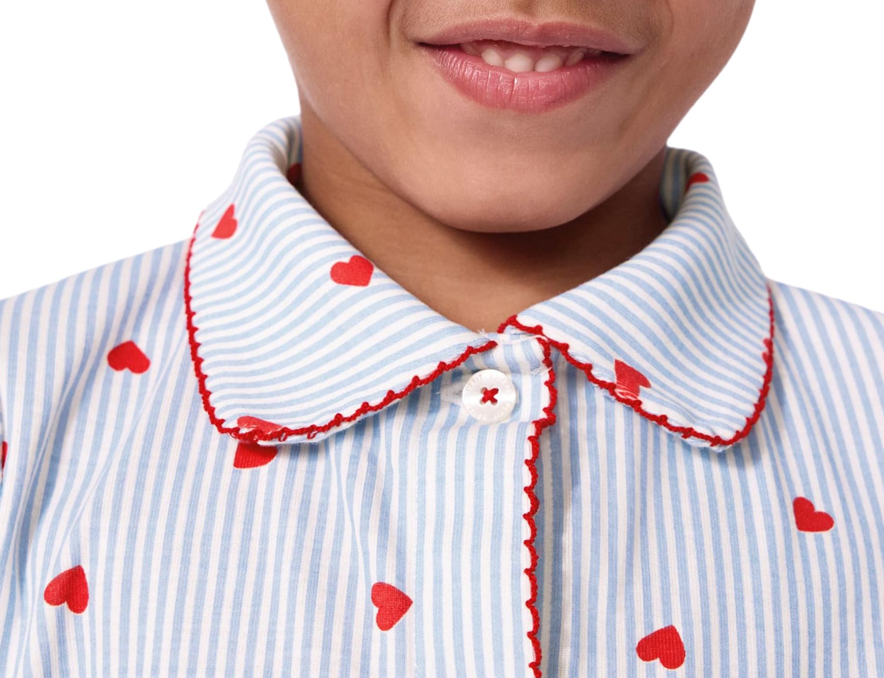 Petit Bateau Pigiama Abbottonato Bambino in Cotone a Cuori, 10A, Bianco/Multico