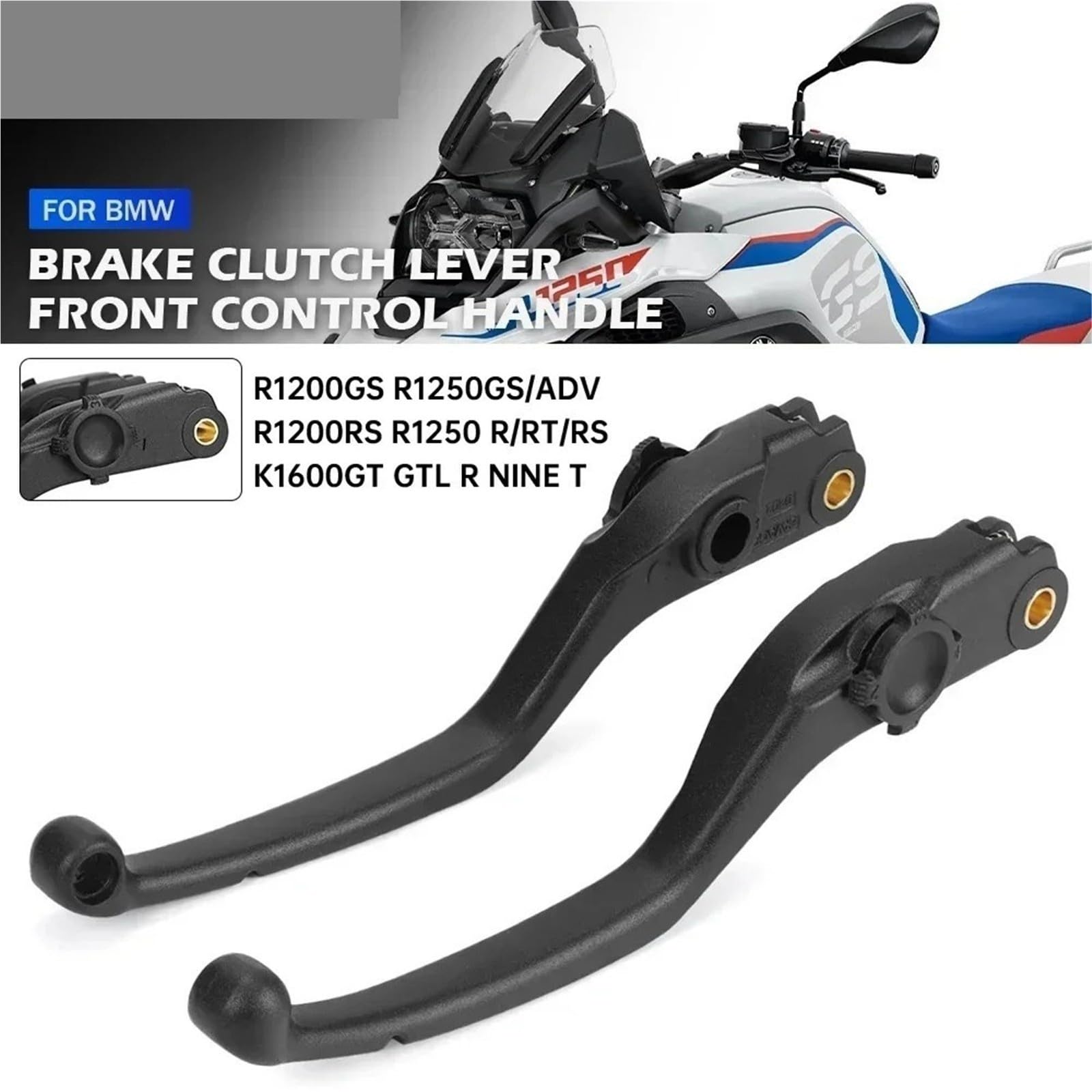 Set leve freno frizione regolabili CNC nere, maniglie di ricambio for BMW R1250GS R1200GS R1200 R1250 RS/RT/R/GS K1600GT(Clutch Lever)