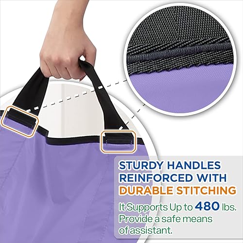 Miniatura 15 de Almohadilla de cama multiusos de 55 x 36 pulgadas con asas reforzadas, sábana para paciente reutilizable y lavable para girar, levantar y Negro