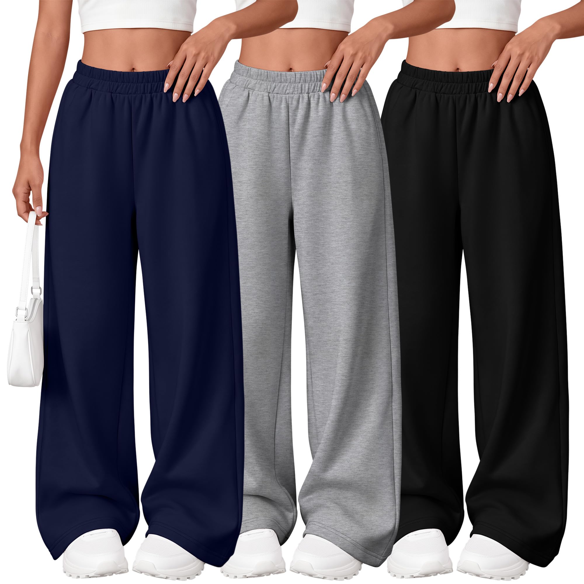 3 Pack Girls Wide Leg Sweatpants Kids Baggy Pants