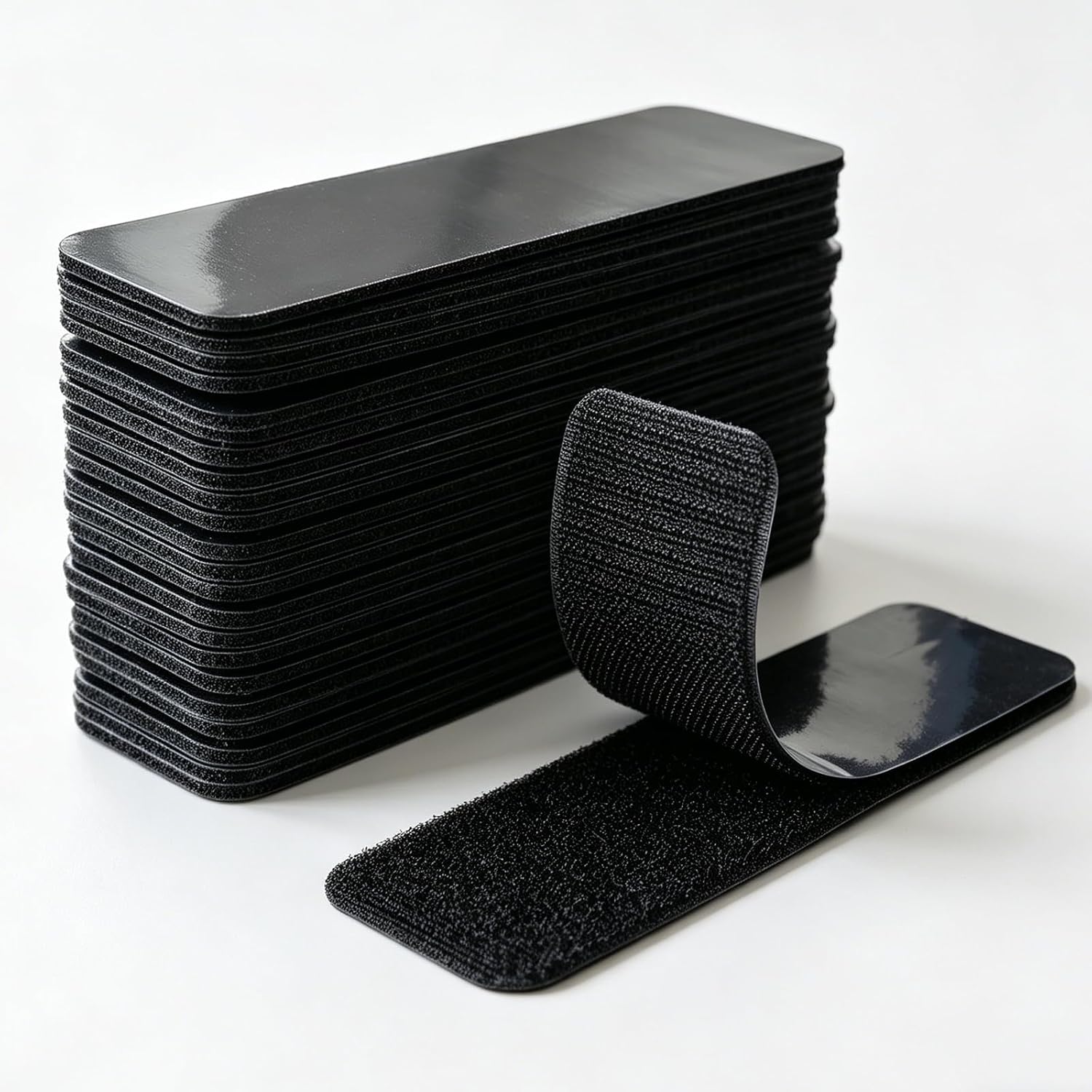 10 Sets 1x4 Inch Heavy Duty Hook and Loop Strips with Sticky Backing, Black