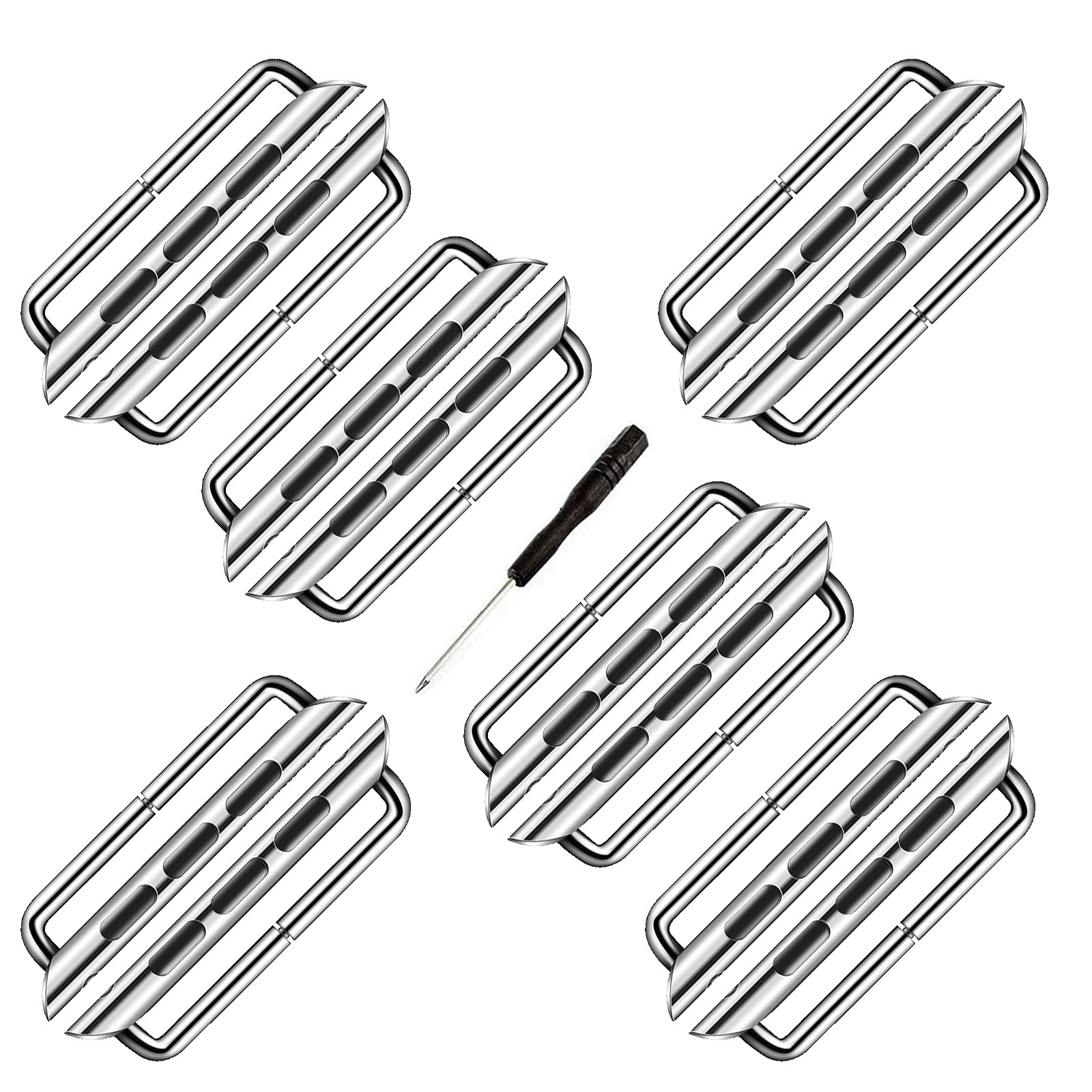 LOOKSEVEN 6 Pairs Watch Strap Connector Stainless Steel Adapter Metal Connection Adapter with Replacement Tool Compatible with iWatch Band 38mm-49mm