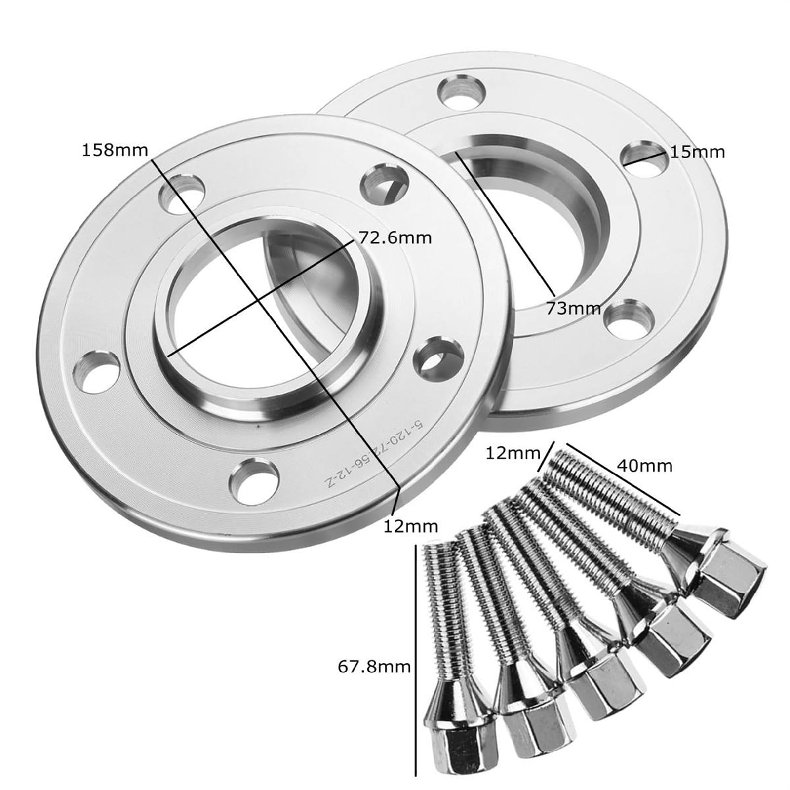 2/4x12mm Adapter dystansowy kół samochodowych 5X120mm 72,56mm