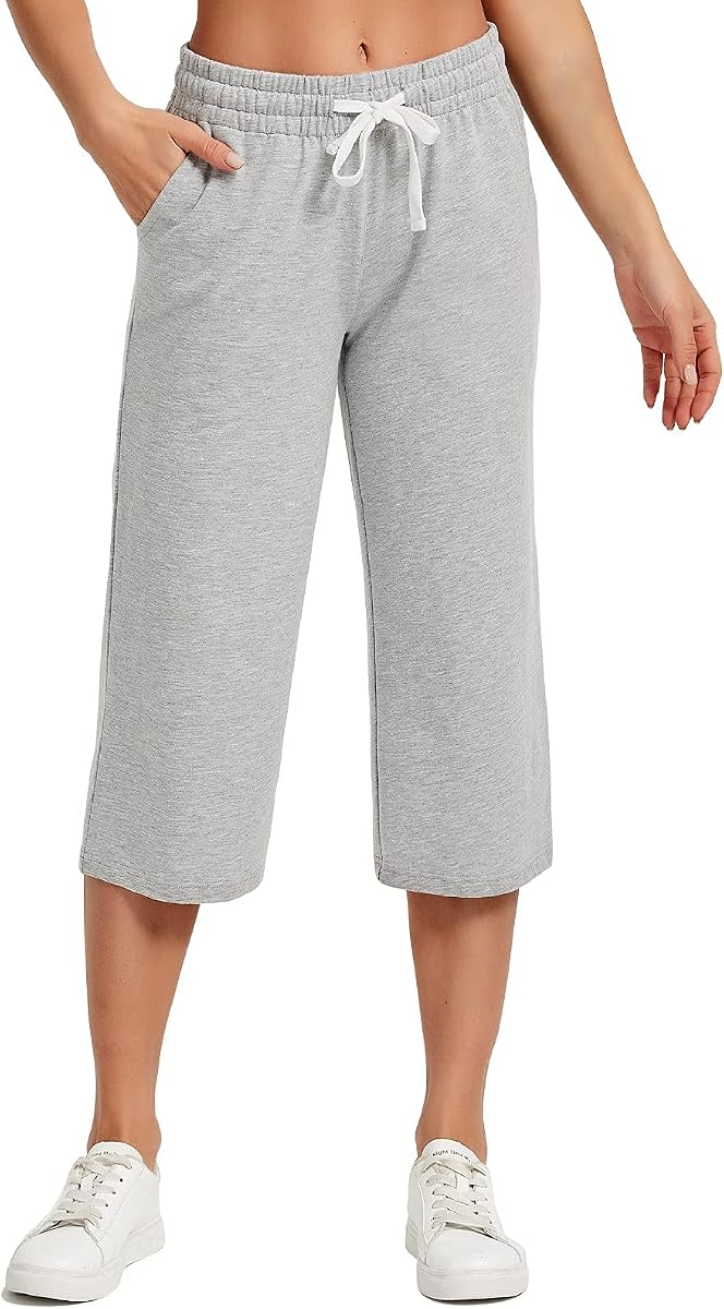 SPECIALMAGIC Pantalones capri de algodón para mujer | 95% algodón, suave y transpirable, tejido elástico, cintura elástica con cordón, bolsillo interior
