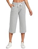 SPECIALMAGIC Women Capri Pants Cotton Yoga Wide Leg Pajama Pants Capris Sweatpants Sports
