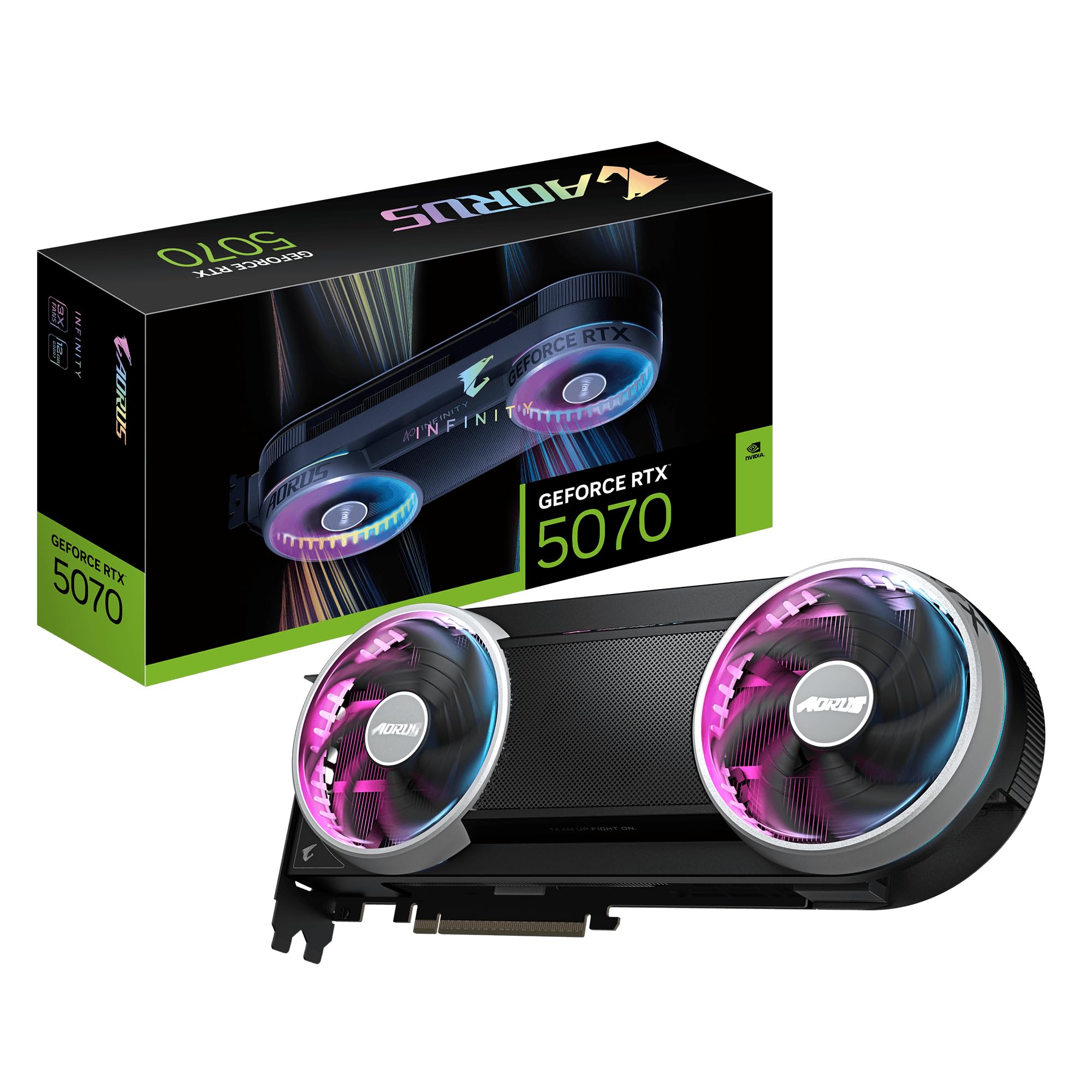 Gigabyte Karta graficzna AORUS GeForce RTX 5070 INFINITY 12G | 12 GB GDDR7, 192 bit, PCI-E 5.0, 2715MHz Core Clock, 3 x DP 2.1b, 1 x HDMI 2.1b, DLSS 4, GV-N5070AORUS IF-12GD
