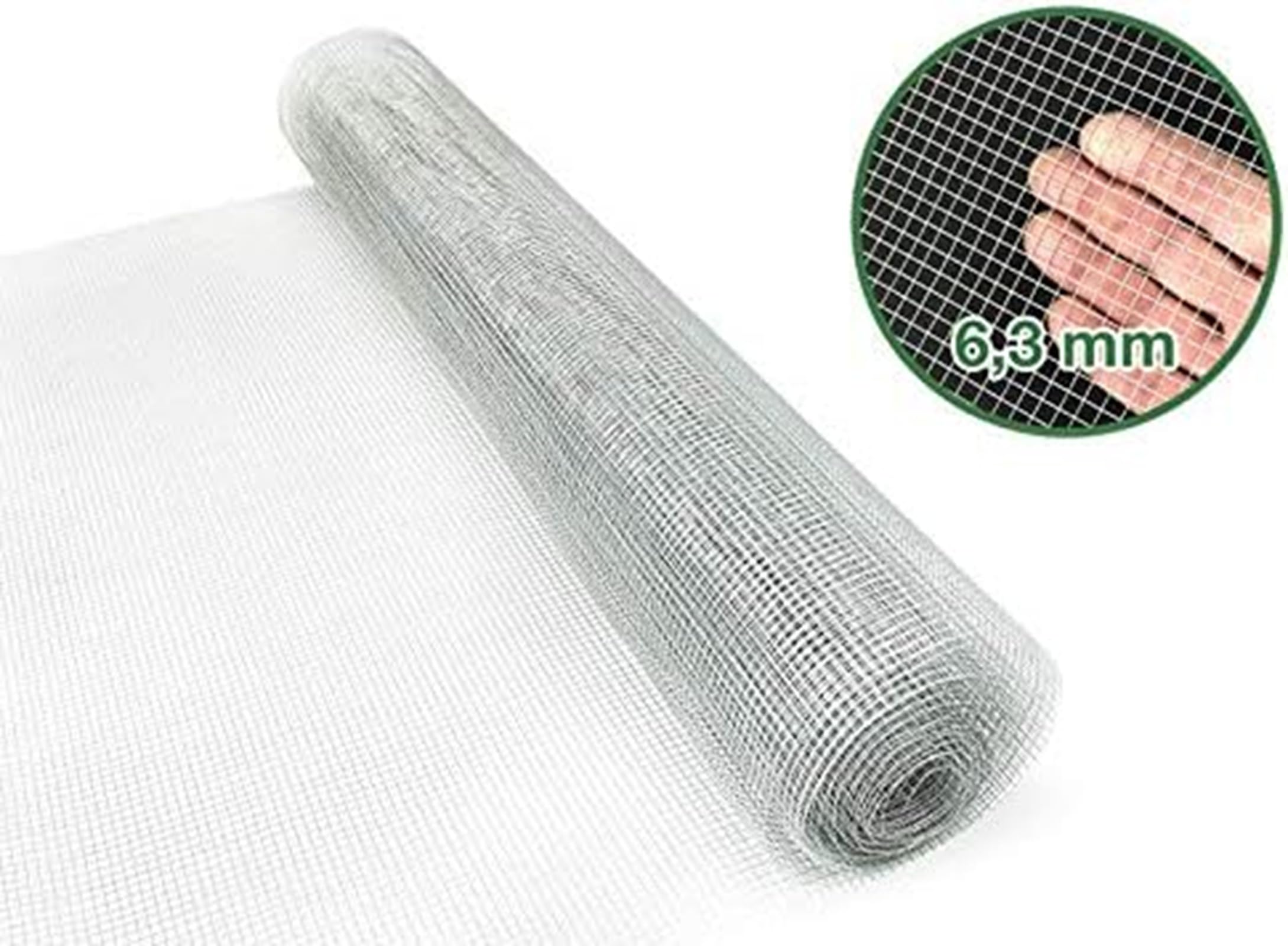 KARAT Grillage pour Clôture et Volière - Grillage à Poule, Grillage Anti-Volets - FiLde Volière - Clôture élevage, Maille carrée 6.3mm, Épaisseur du FiL0,55 mm, Galvanisé Anti-Rouille H100 cm x L10 m