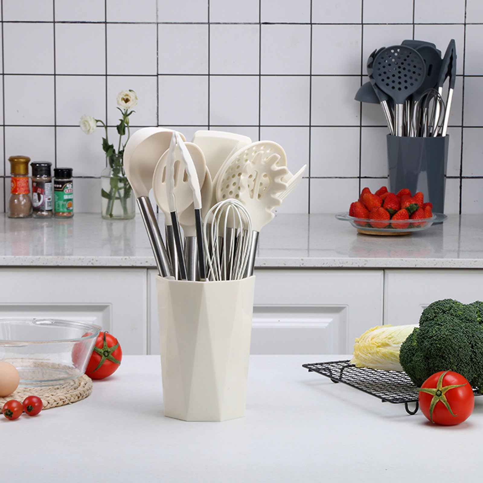 Juego de utensilios de cocina, utensilios de cocina de silicona, juego de espátula de con mango de acero inoxidable, juego de utensilios antiadherentes, herramientas y gadgets de cocina,44PCS