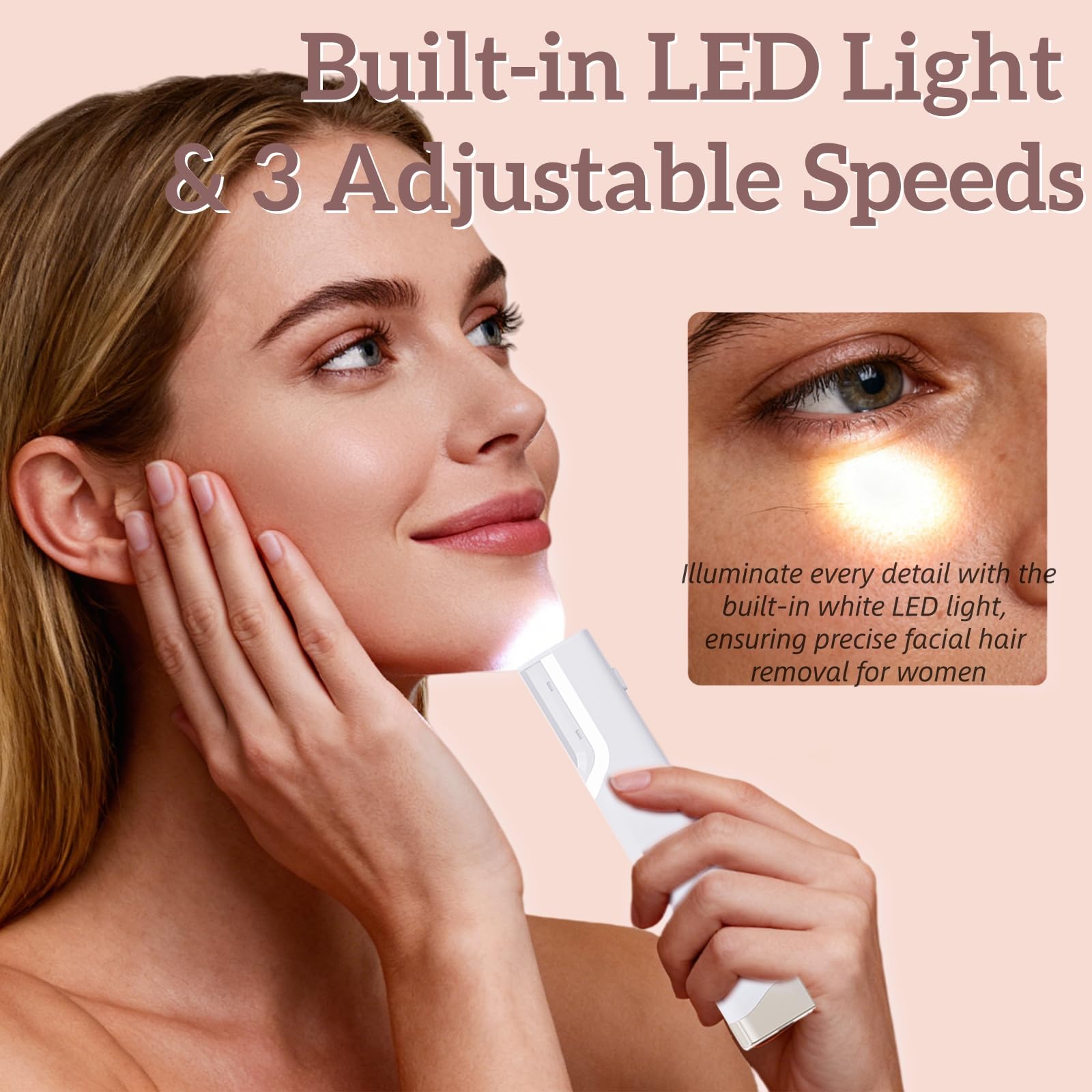 Sonic Dermaplaning Tool - Herramienta de afeitar Dermaplane recargable para mujer con 5 cuchillas de repuesto, removedor de pelusas de melocotón, suave y radiante