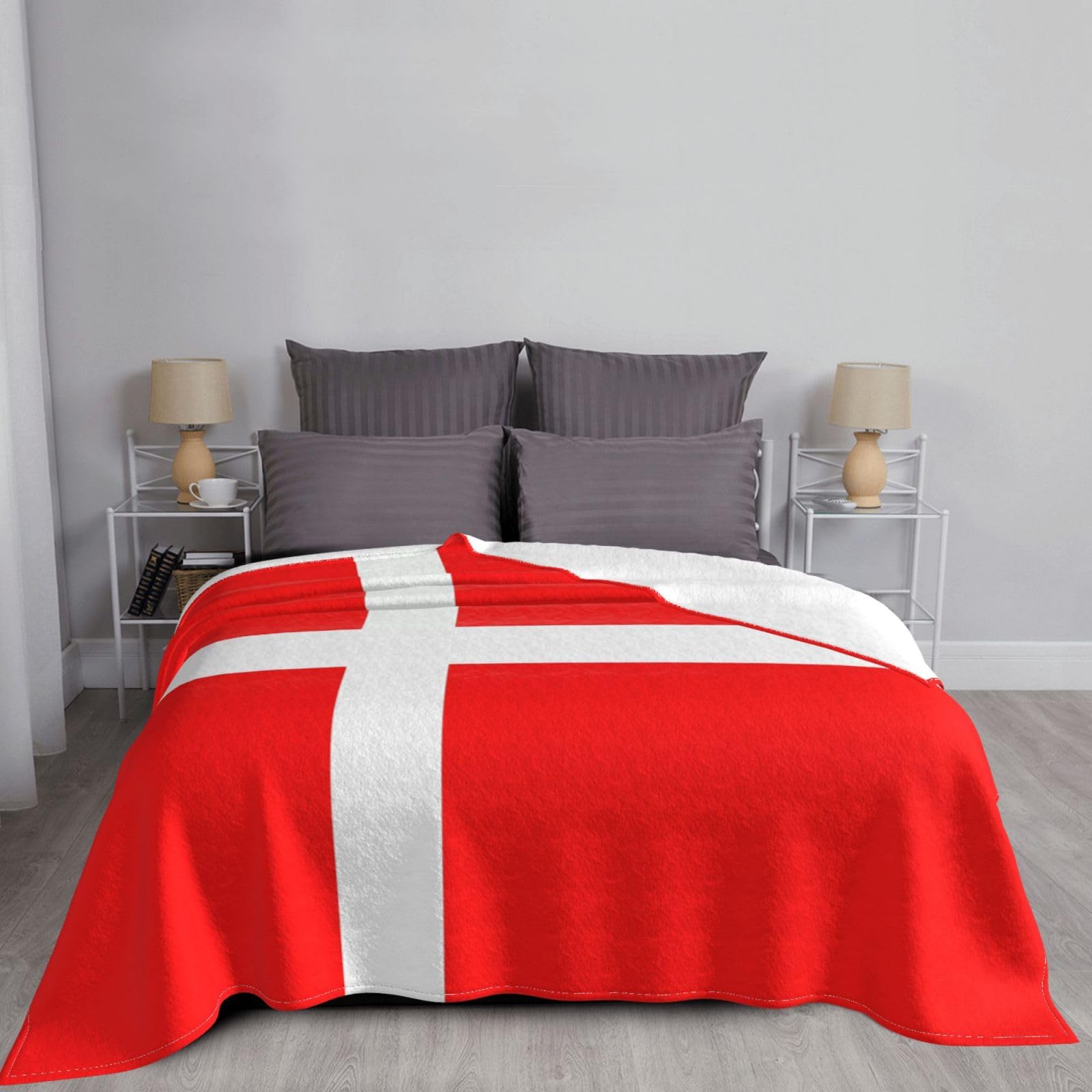 Manta de viaje portátil de 80 x 60 pulgadas, suave, resistente a las arrugas, plegable, exquisita impresión de la bandera danesa de Dinamarca