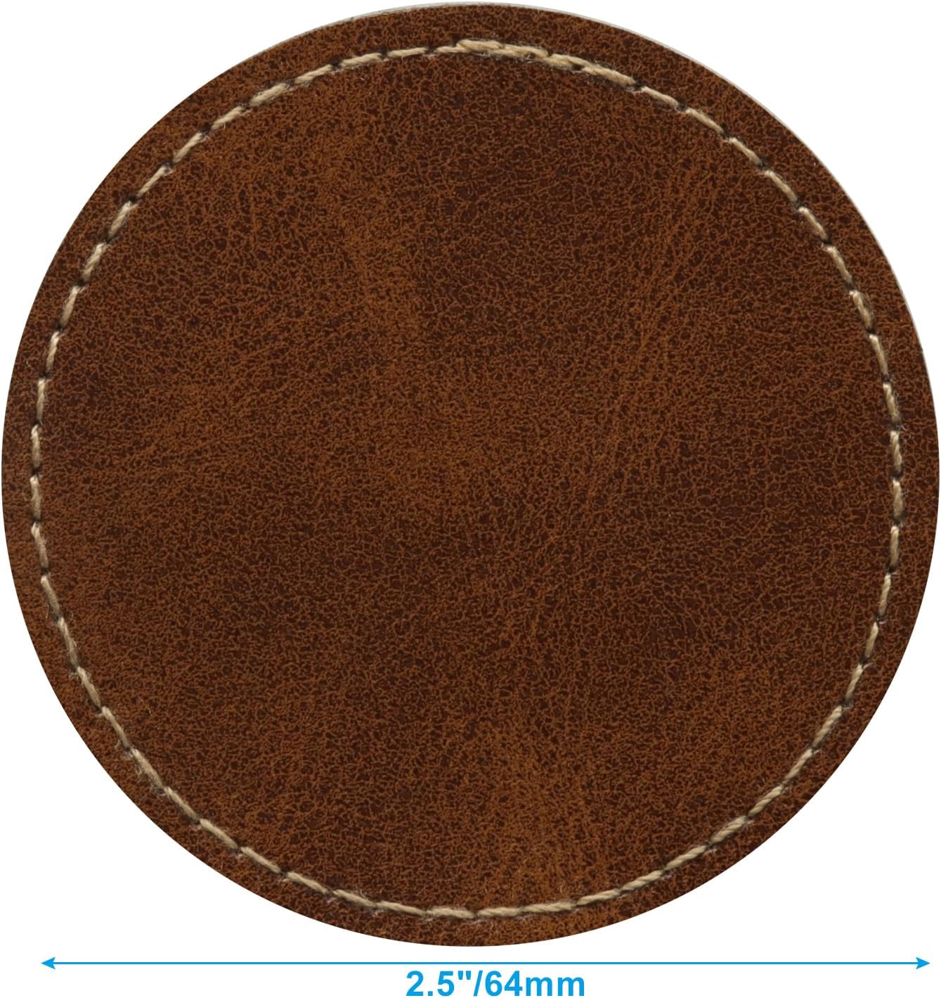 Blank Leatherette Hat Patch with Adhesive - 10 Pack Faux Leather Round Patches for Laser Engraving, DIY Crafts & Fabric Repair (2.5 Inches, Brown)