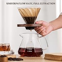 Vista 3 de Pour Over Coffee Maker Set – V60 Drip Coffee Pot with Walnut Handle, Glass Coffee Dripper & 100 Filters, 20oz/600ml Capacity
