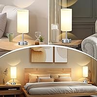 Vista 2 de Dicoool - Lámpara de mesa táctil para mesita de noche de dormitorio - Lámpara de noche con puertos de carga USB-C y USB-A, blanca, lámpara