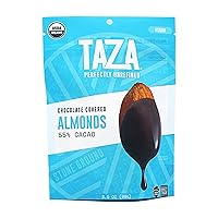 Vista 3 de Almendras cubiertas de chocolate orgánico, 55% chocolate negro, bolsa de 3.5 onzas (12 unidades), veganas