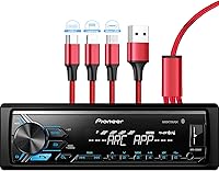 Pioneer MVH-X390BT Bluetooth Digital Media Receiver + Zonoz 3-in-1 USB Charging Cable Bundle - MIXTRAX, ARC App, Smartphone Control