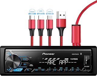 Pioneer MVH-X390BT Bluetooth Digital Media Receiver + Zonoz 3-in-1 USB Charging Cable Bundle - MIXTRAX, ARC App, Smartphone Control