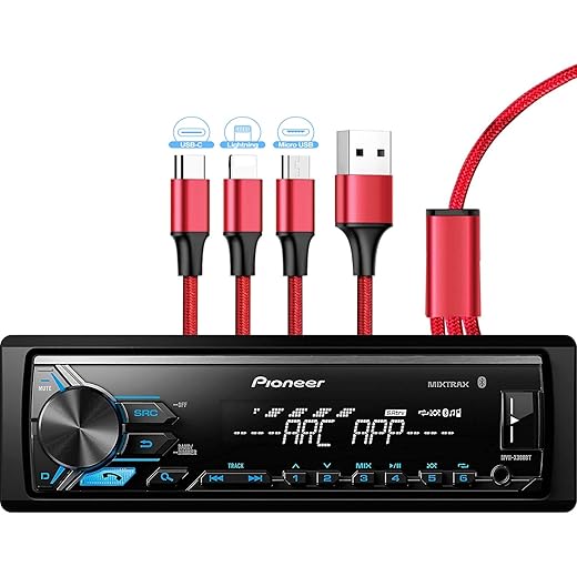 Pioneer MVH-X390BT Digital Media Receiver with Pioneer ARC app, MIXTRAX, Built-in Bluetooth and USB Direct Control for iPod/iPhone and Android Phones & zonoz 3 in 1 Multi USB Charging Cable (Bundle)