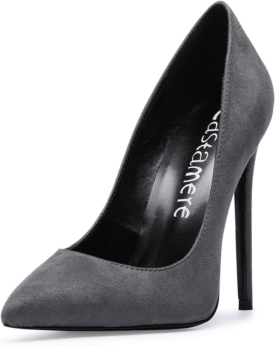 Castamere Womens High Heel Pumps Slip-on Pointy-Toe Elegant Stilettos Comfort Sexy Heel Shoes 4.7Inch Heels Black Lining