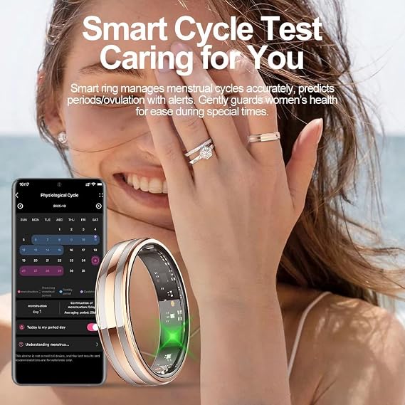 Smart Ring Ultra Narrow Slim Fitness Rings Heart Rate Monitor Sleep Tracker Blood Oxygen Health Tracker Step Counter Calorie Pedometer Waterproof Intelligent Smart Rings for Women Ladies Men #M/#6