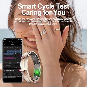 Smart Ring Ultra Narrow Slim Fitness Rings Heart Rate Monitor Sleep Tracker Blood Oxygen Health Tracker Step Counter Calorie Pedometer Waterproof Intelligent Smart Rings for Women Ladies Men #M/#6