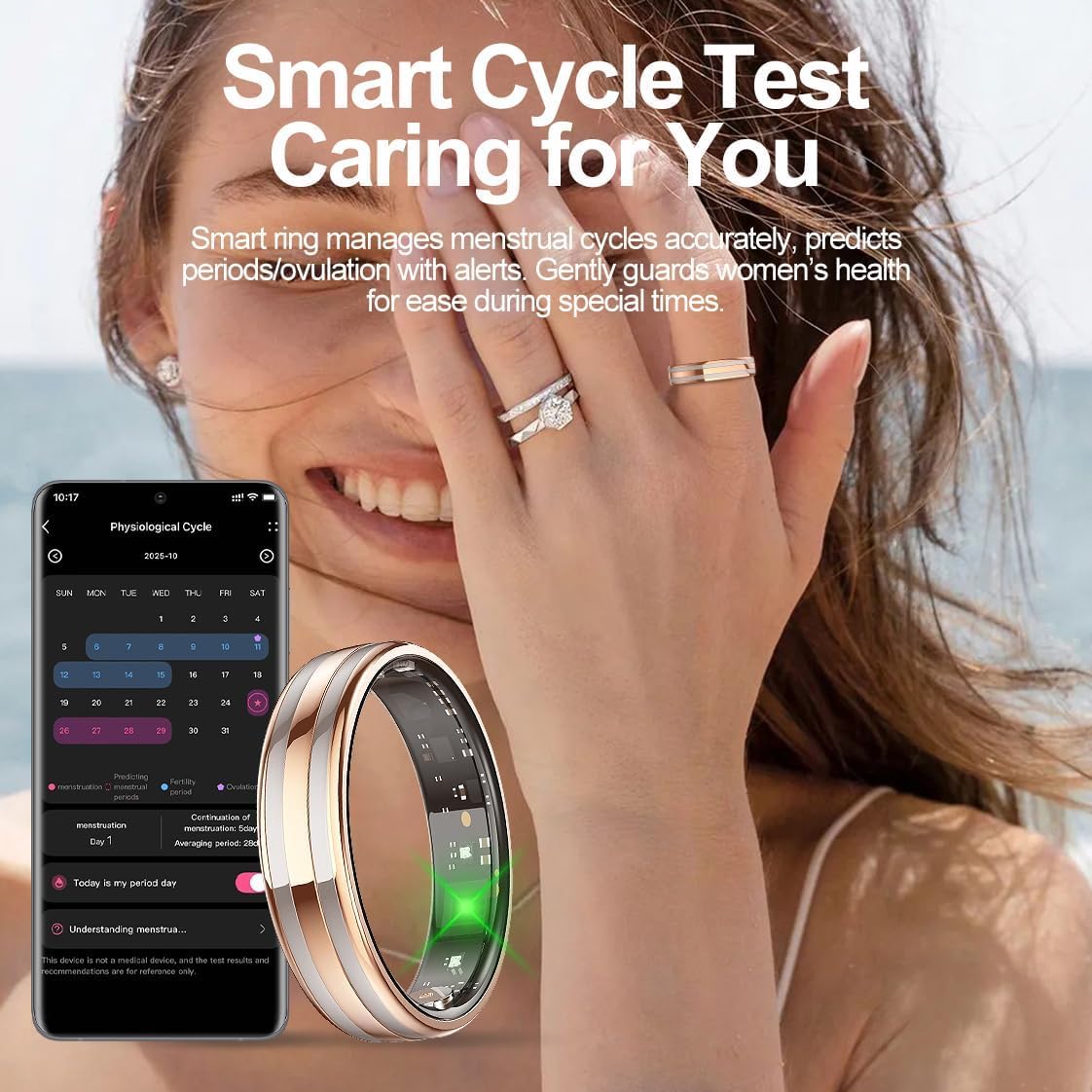 findtime Anillo inteligente ultra estrecho delgado para fitness, monitor de frecuencia cardíaca, rastreador de sueño, oxígeno en sangre, contador de pasos, podómetro, impermeable, anillos inteligentes
