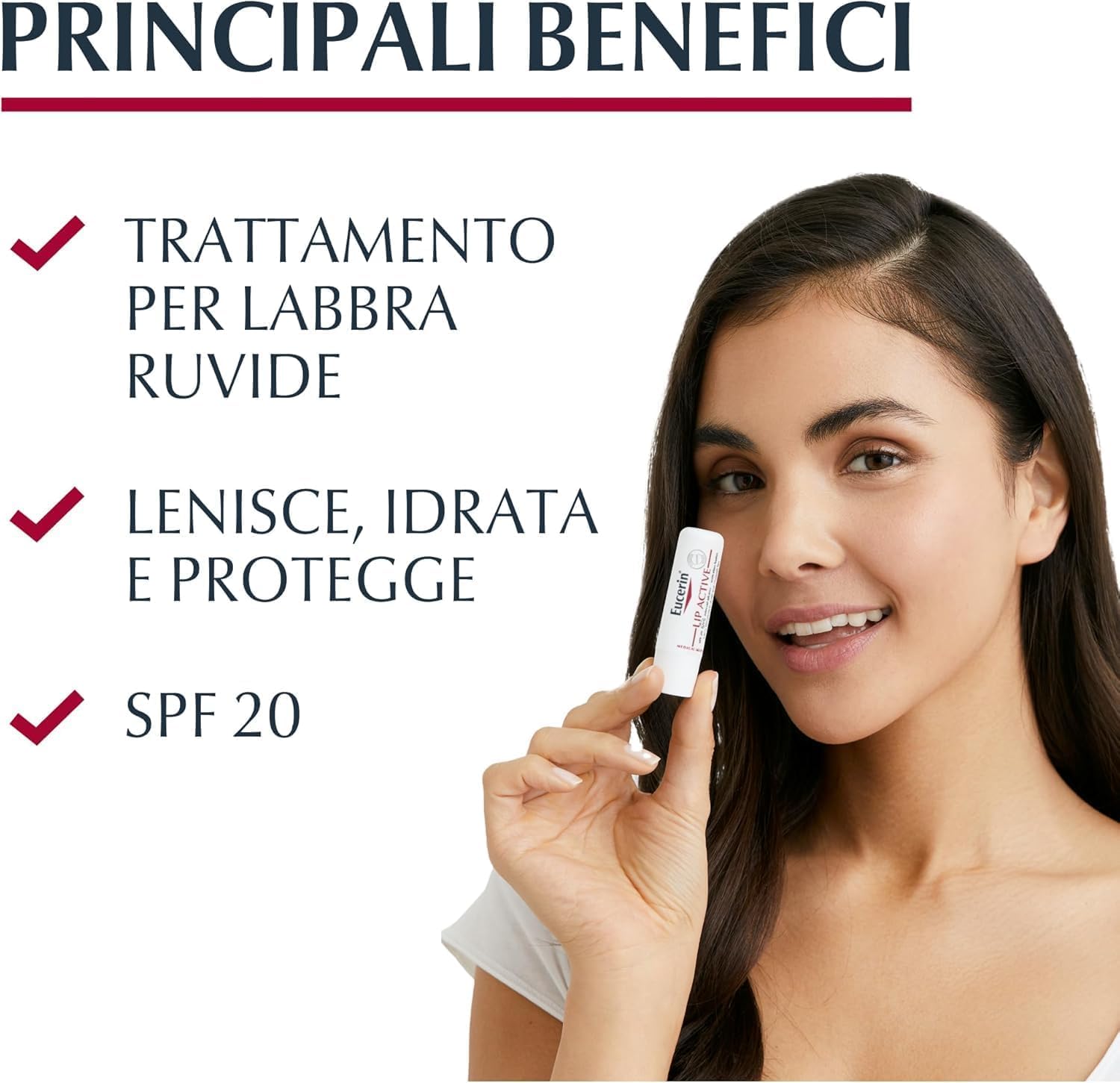 Eucerin pH5 Stick Labbra Protezione Attiva 4.8 g, Balsamo labbra riparatore SPF 20 con Burro di Karité, Olio di Jojoba, Dexpantenolo e Vitamina E, Burrocacao per pelle secca, ruvida e screpolata
