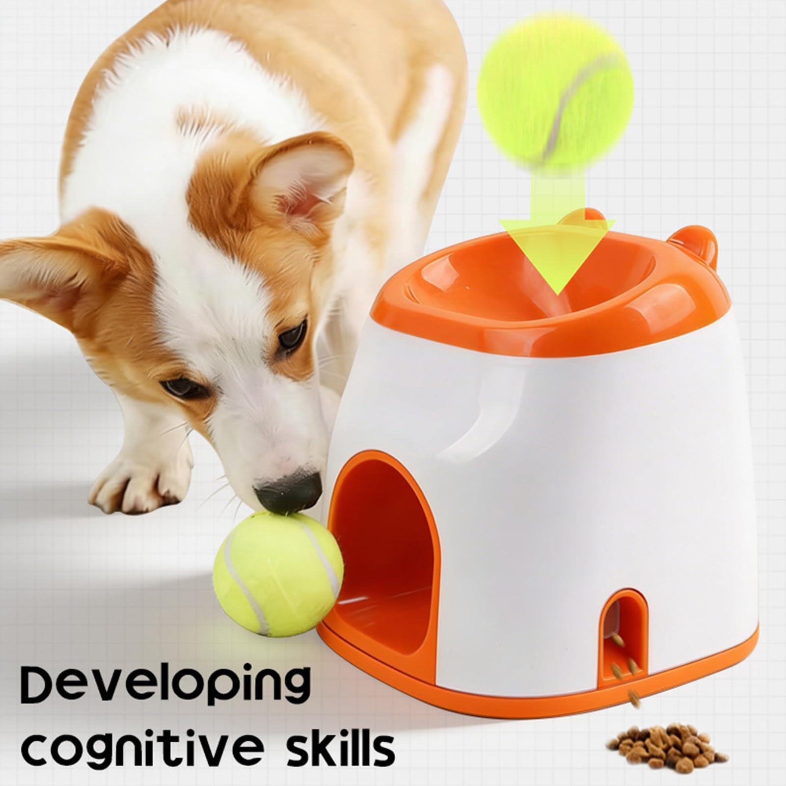 Lanzador De Bolas Juego De Entrenamiento Interactivo | Juguete Para Lanzar Y Buscar Con Dispensador De Premios Para Mascotas En Hogar Parque Jardin Y Exteriores