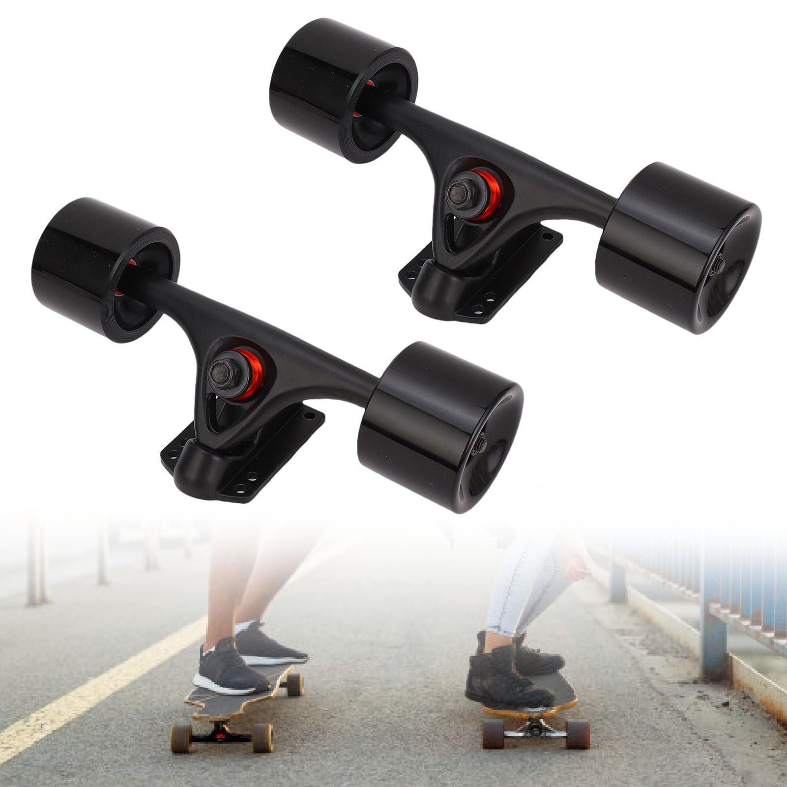 Asixxsix Skateboard Trucks, 65x51mmSkateboard Wheels Longboard Trucks Wheels Combo Set, Skateboards Hardware Combo Starter Kit, Easy Installation