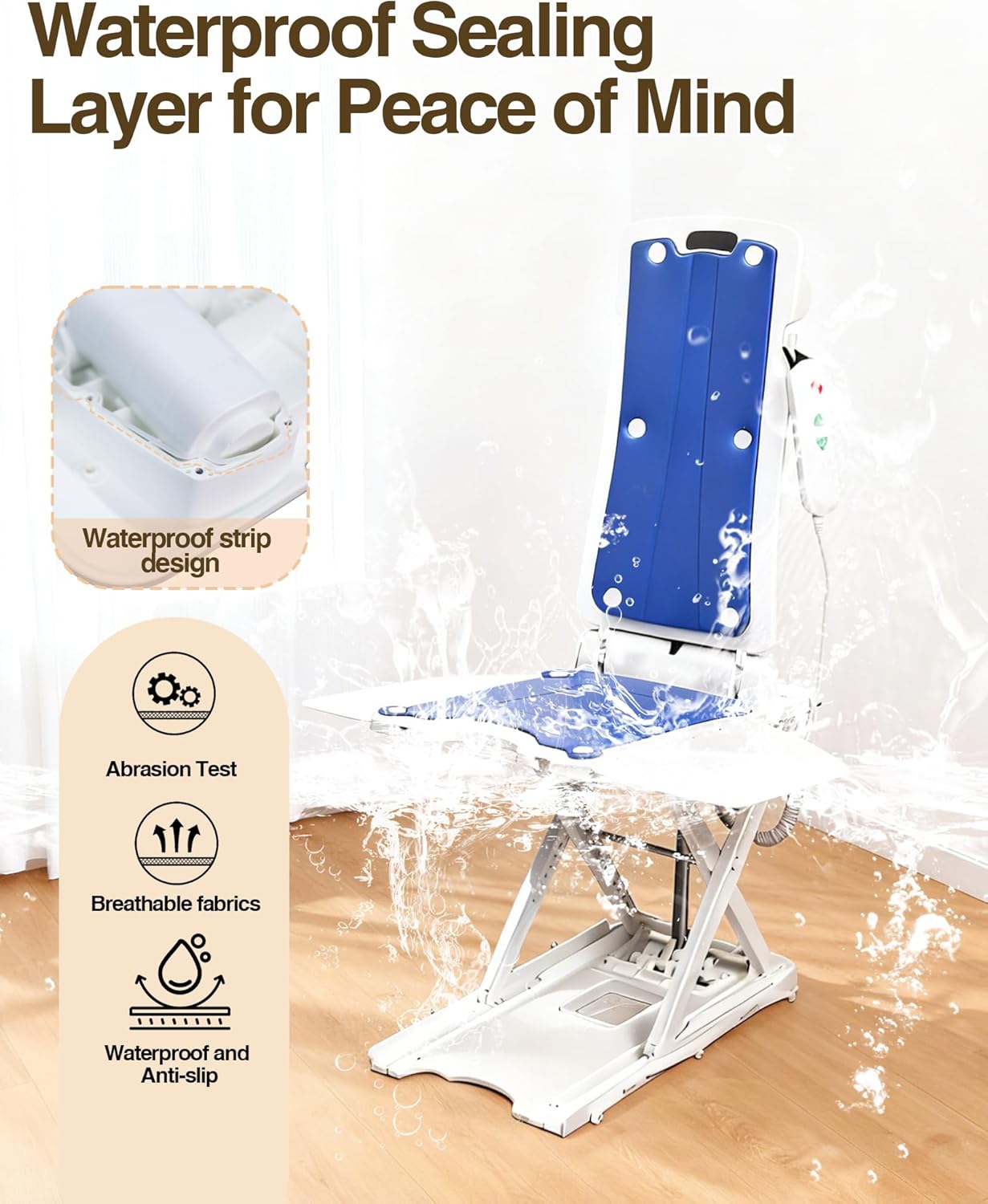 Electric Chair Lift - Lift Elderly from Floor, IPX8 Waterproof Chair Lift with Remote Control, Support Up to 300 LBS, for Elderly & Disabled Fall Assist Device Assistance