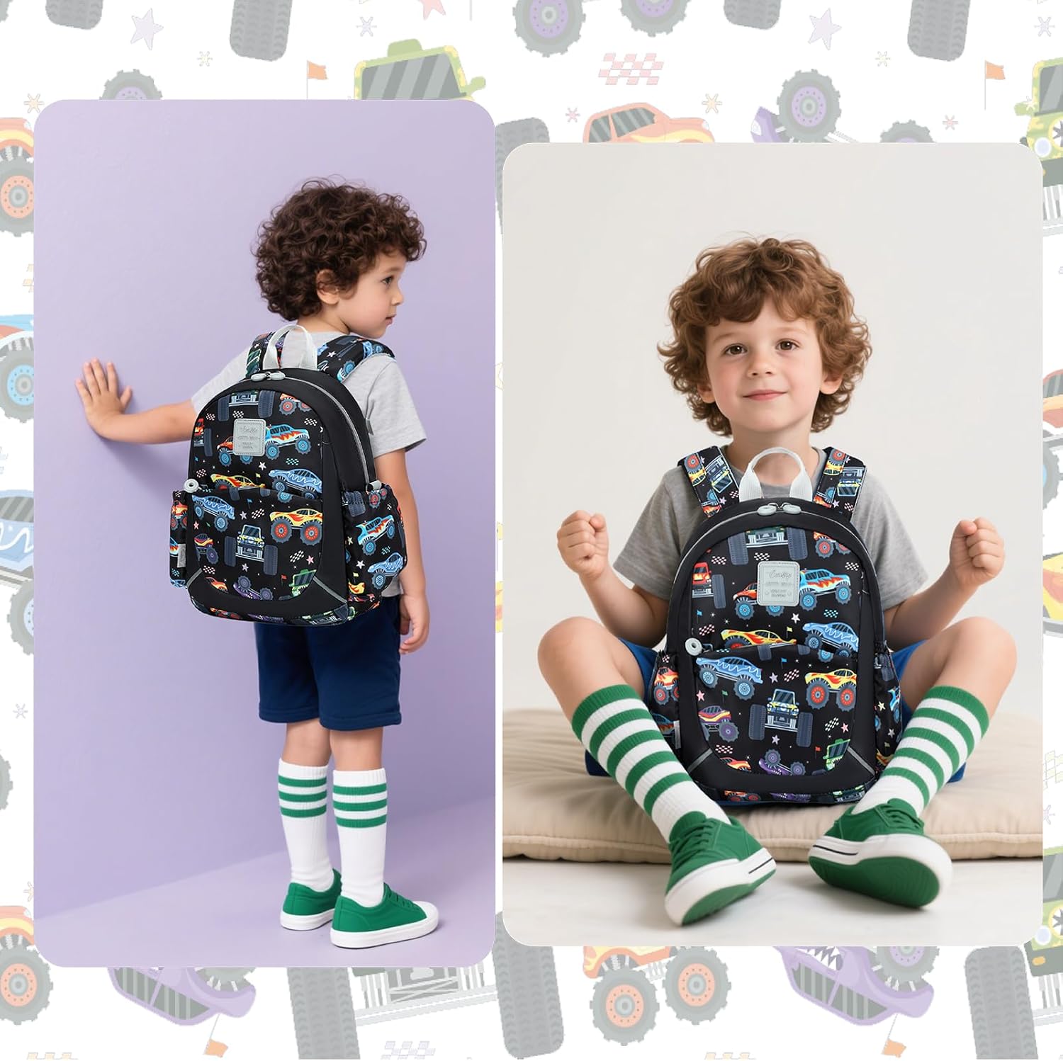 CAMTOP Toddler Backpack for Boys Girls 2-4, Kids Backpacks for Kindergarten Preschool, 12" H Small Bookbag for Daycare Travel (Black, 12''- Not fit A4 folder) - Image 6