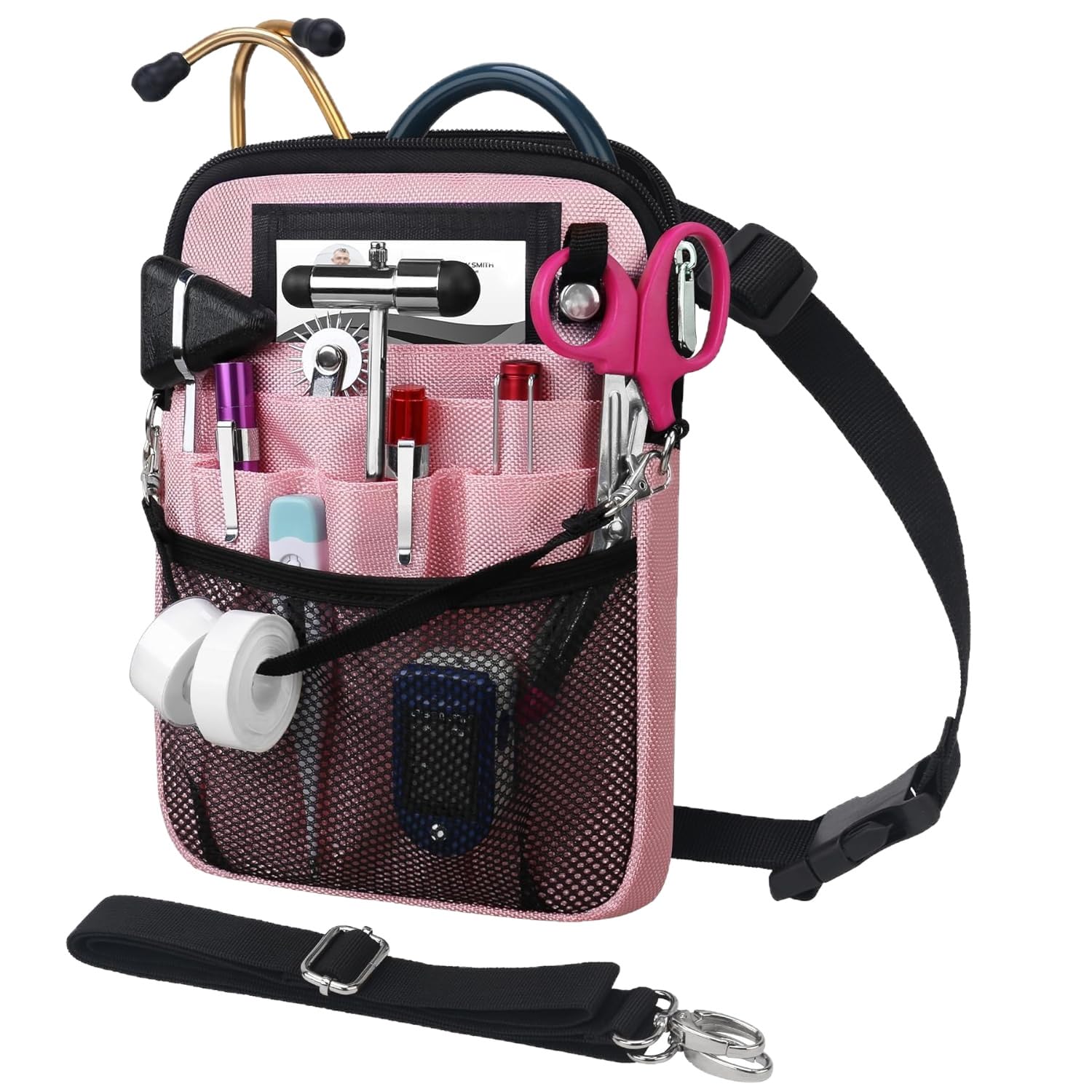 Nursing Fanny Pack,Nurse Waist Bag,Medical Organizer Belt Adjustable Waist Strap/Multi Compartment Suitable for Stethoscopes,Bandage,Scissors and Other Supplies（Pink）