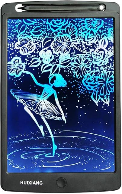 LCD Writing Tablet 10 Inch Color HUIXIANG Electronic Drawing Board Digital Rewritten Drawing Pad Multi Colour Durable Handwriting Toy for Kids Boy Girl Presents for Students (Black)